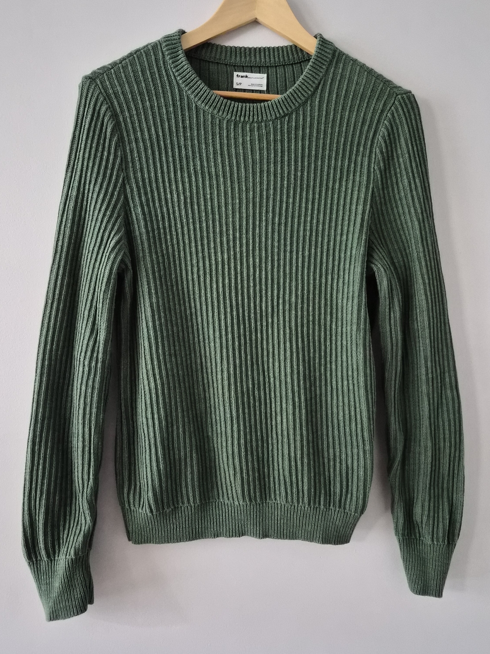 Frank & Oak Green Ribbed Crewneck Sweater